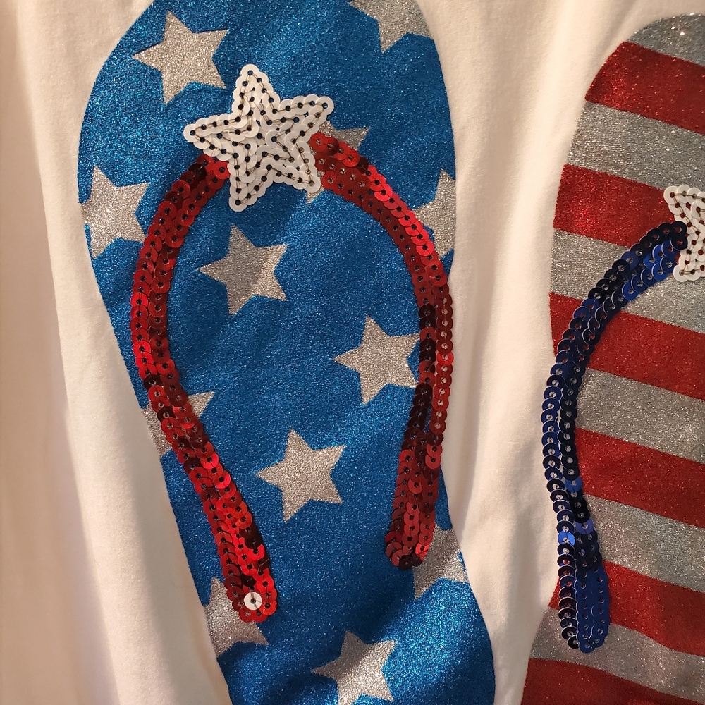 Liberty Park Glitter American Flag Flip Flop top - Picture 4 of 6